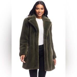 Mango Forest Green Faux Fur Coat